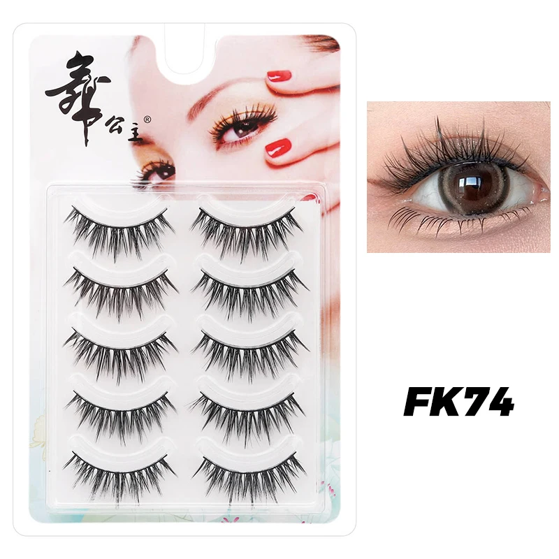 5 Paar Anime-Wimpern mit transparentem Stiel, unsichtbare Manga-Wimpern, natürliche falsche Wimpern für Make-up – Detail 24