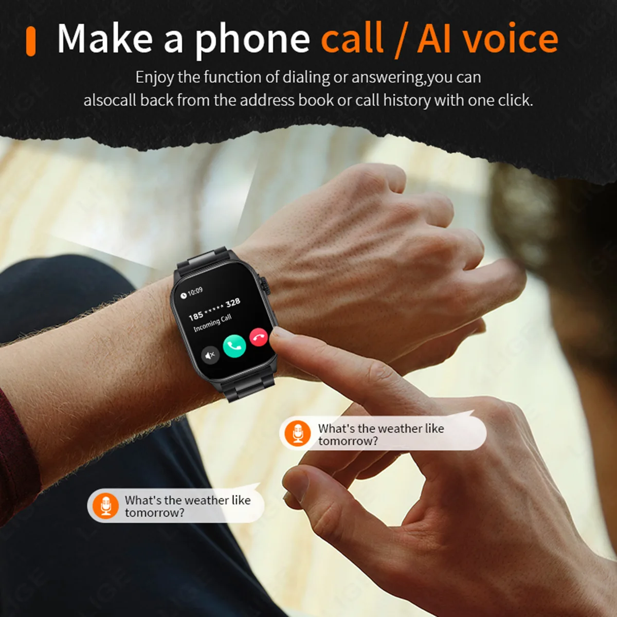 KM02 Sports Smart Watch With Light Flashlight BT Calls AI Voice Assistant IP68 Waterproof Alarm Clock Stopwatch Healty Mointor