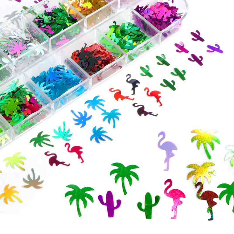 UV Epoxy Resin Filling Flamingo Coconut Tree Sequins Filler For Silicone Mold Glitter Crafts DIY Summer Beach Pendant Keychain