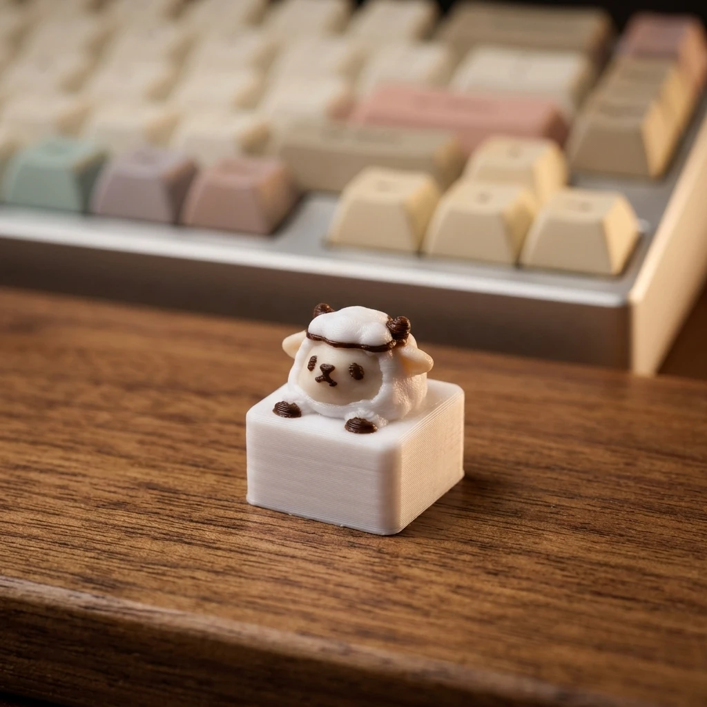 Cute Sheep Artisan Keycap 3D Printed Kawaii Lamb Keycap for Cherry MX Switch Mechanical Gaming Keyboard Desk Setup Decor Gift