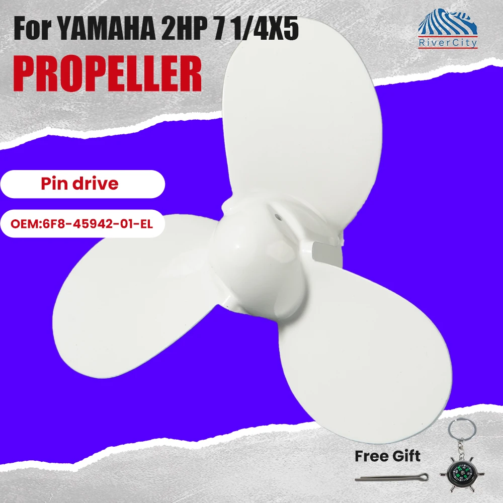 Boat Propeller 7 1/4x5 for Yamaha 2HP Outboard Engine Aluminum Alloy Screw 3 Blade Pin drive 6F8-45942-01-EL