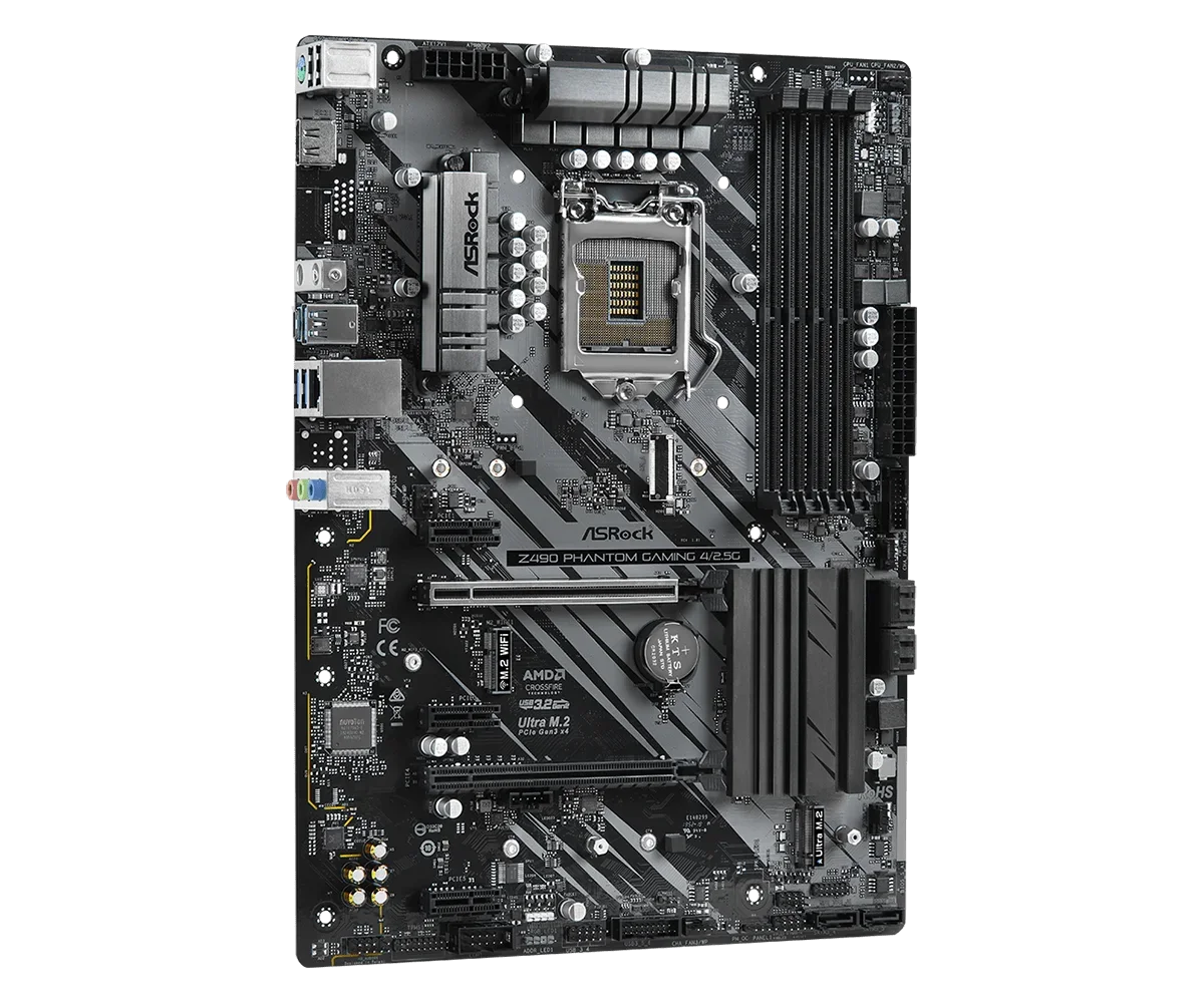 ASRock Z490 팬텀 게이밍 4/2.5G 마더보드 LGA 1200 인텔 DDR4 DDR4 128GB 지원 i5-10500 i3-10300 i9-10900K 10105 CPU ATX