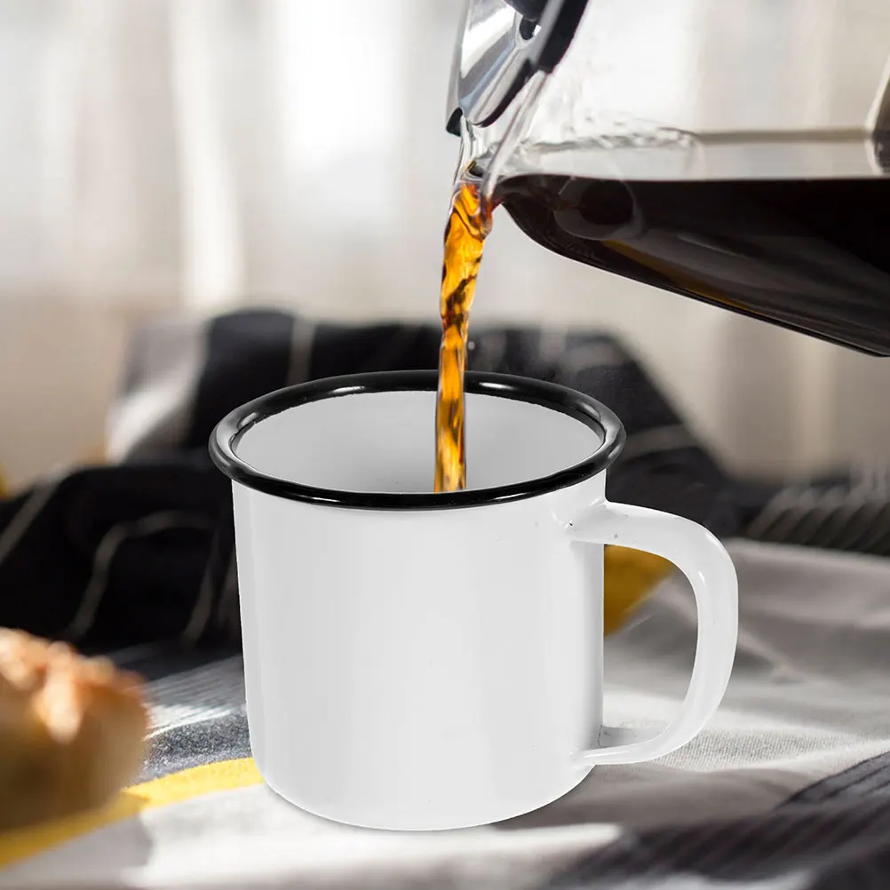 

4 Pcs Retro Enamel Mug Set Vintage Style Drinking Cups Lightweight Water Coffee Tea Mugs Anti Handle Home Office Party Use