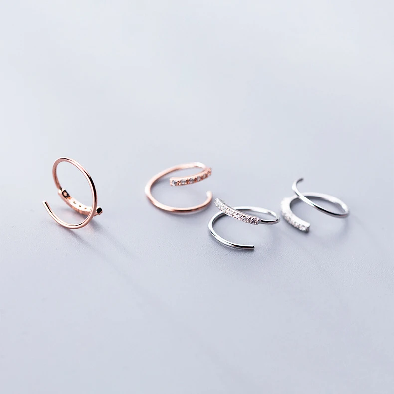 

Real 925 Sterling Silver Light Luxury Zircon Wave Stud Earrings for Charm Women Minimalist Trendy Fine Jewelry Accessories