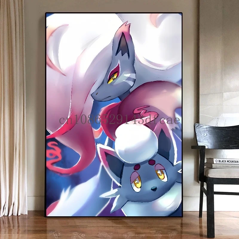 Lukisan kanvas Pokemon Anime Jepang hadiah Poster ho-oh Sylveon dekorasi rumah kamar tidur anak-anak Gambar Seni Dekorasi ruangan Modern