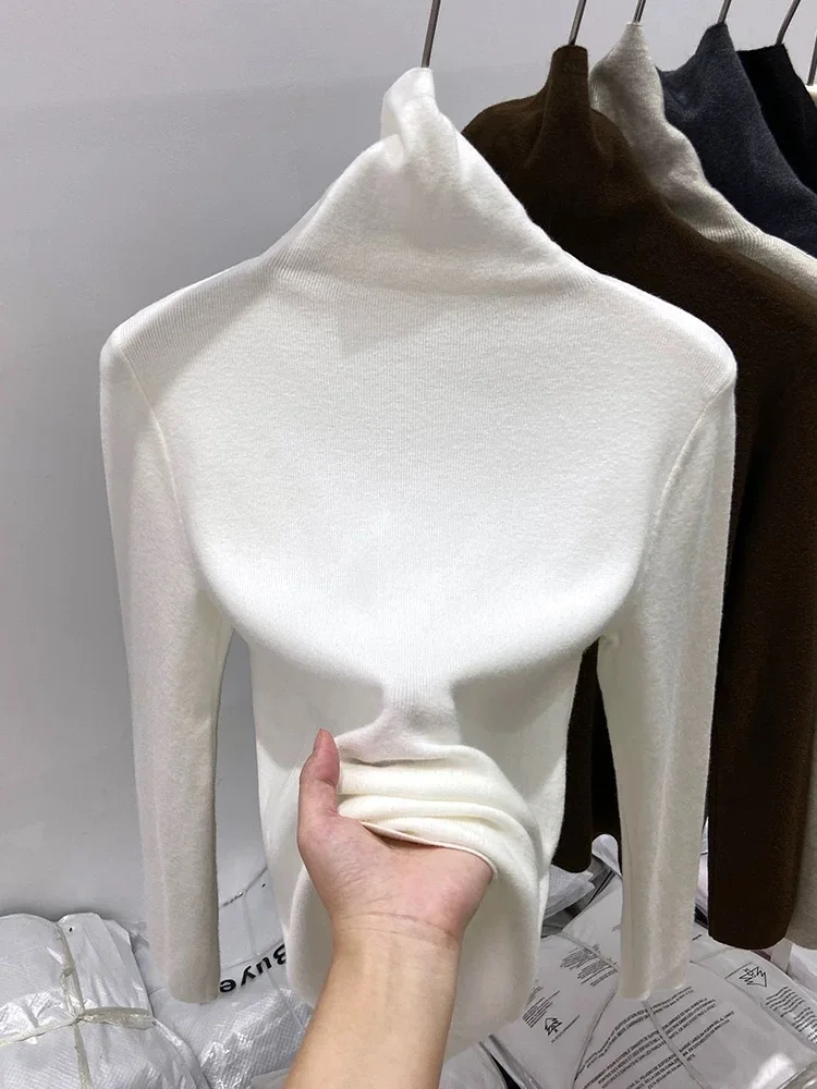 

2025 Fashion Women Pullovers Turtleneck Knitted Jumpers Autumn Winter Long Sleeve Soft Sweaters Women's Solid Basic Soft Tops