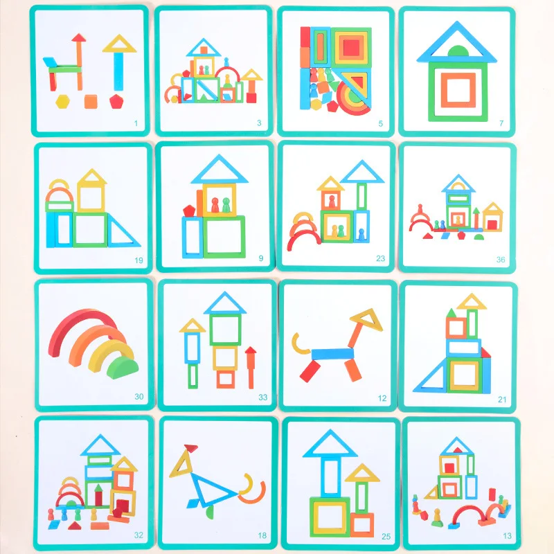 مكعبات خشبية متراصة على شكل قوس قزح من مونتيسوري، ألعاب توازن تعليمية إبداعية هندسية لهدايا الأطفال