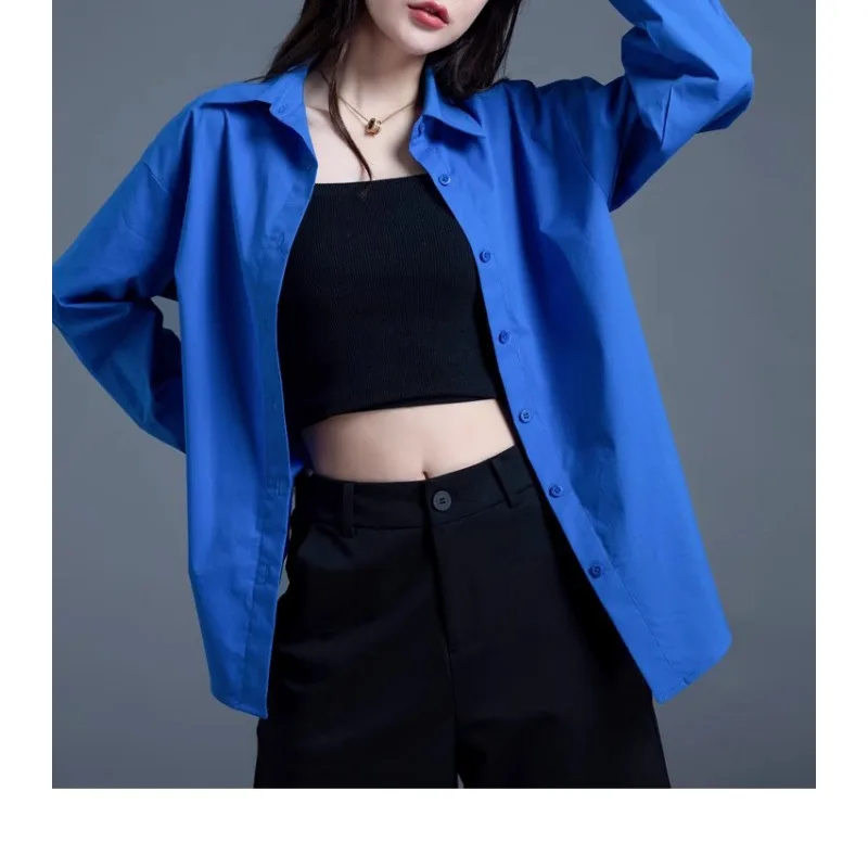 

Spring Autumn Fashion Style Solid Long Sleeved Korean Version Women Clothing Trendy Loose Leisure Elegant Casual Women Shirts