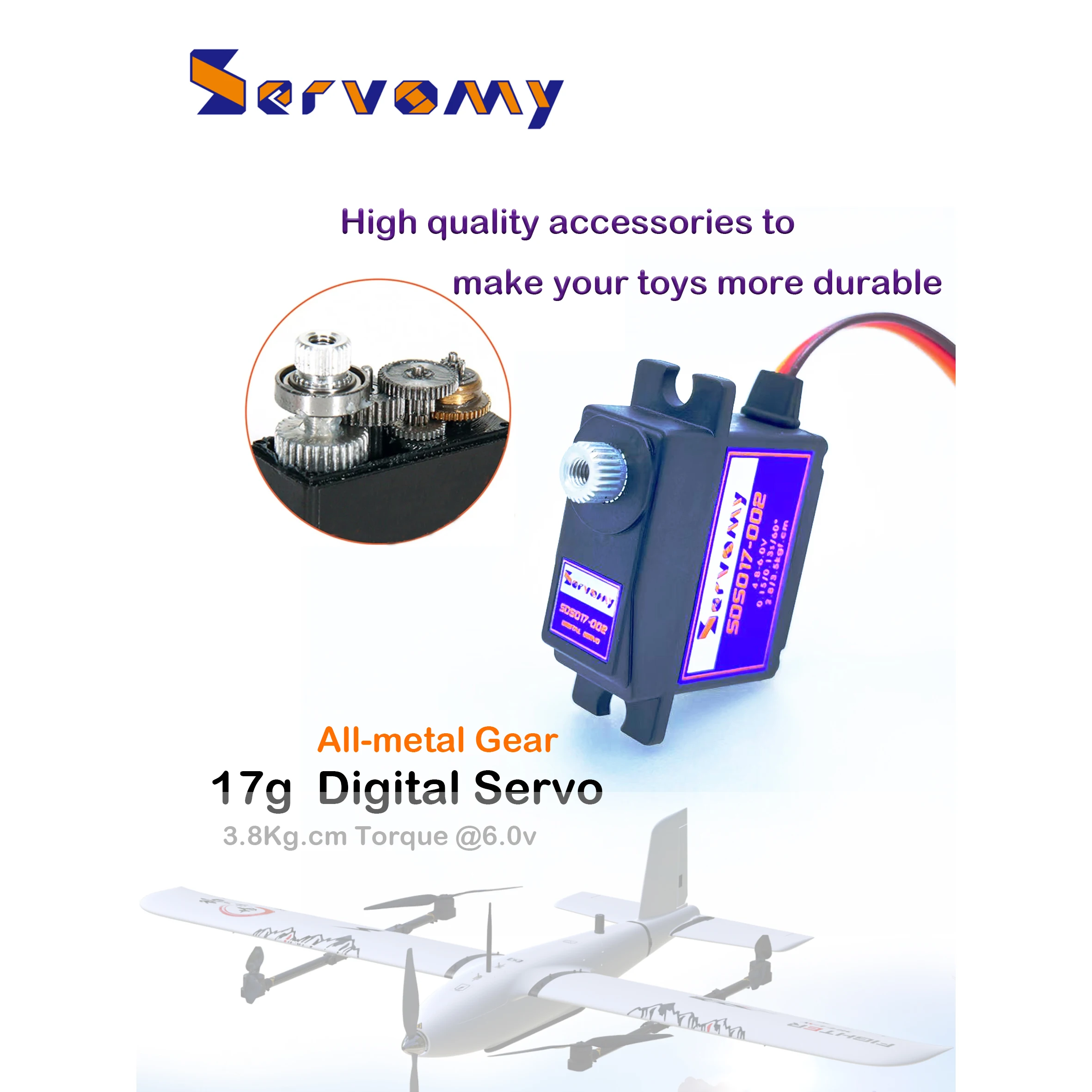 4pcs/lot Servomy SDS017 Digital Metal Servo For Believer UAV 1960mm RC Helicopter EPO Airplane 17g digital servo instead ES3054