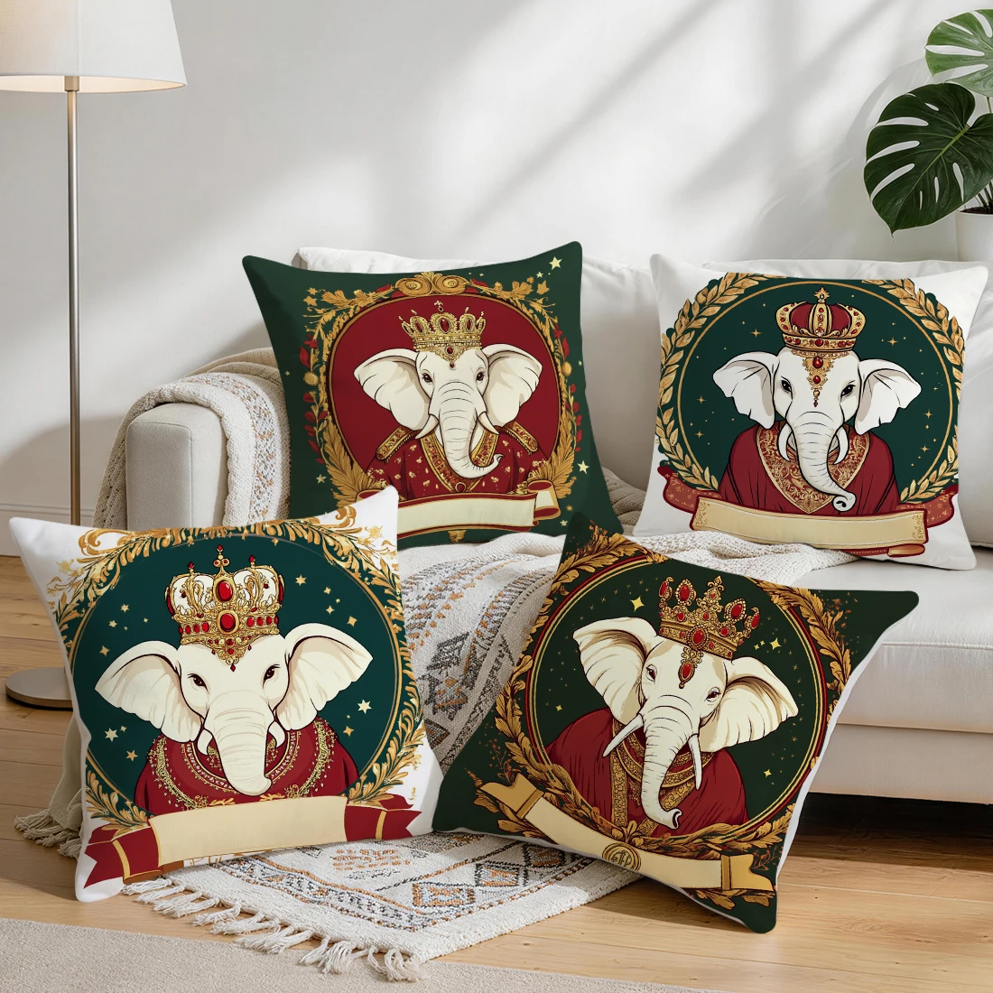 Badge Elephant Pillowcase Printed Polyester 40/45/50cm Throw Pillowcover Decorative Sofa Cushion Pillowslip Home Decor