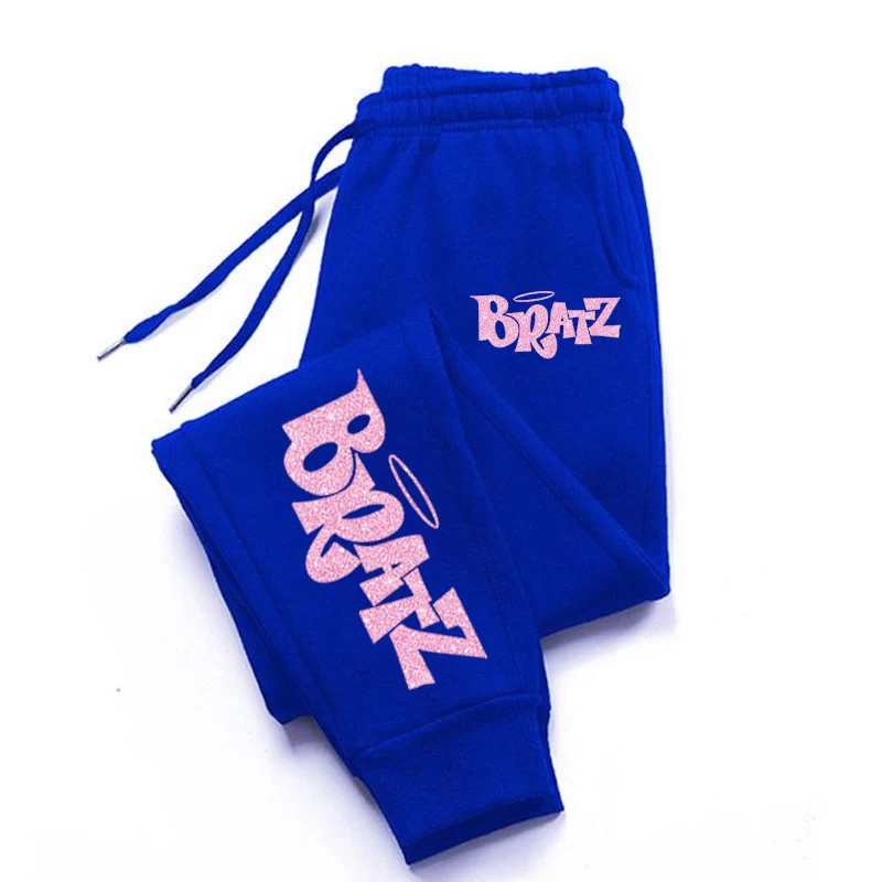 Bratz Pink Printing Sweatpants Woman Casual Pocket Drawstring Pants Baggy Gym Jogger Tracksuit Sweat Trouser Couple Clothes