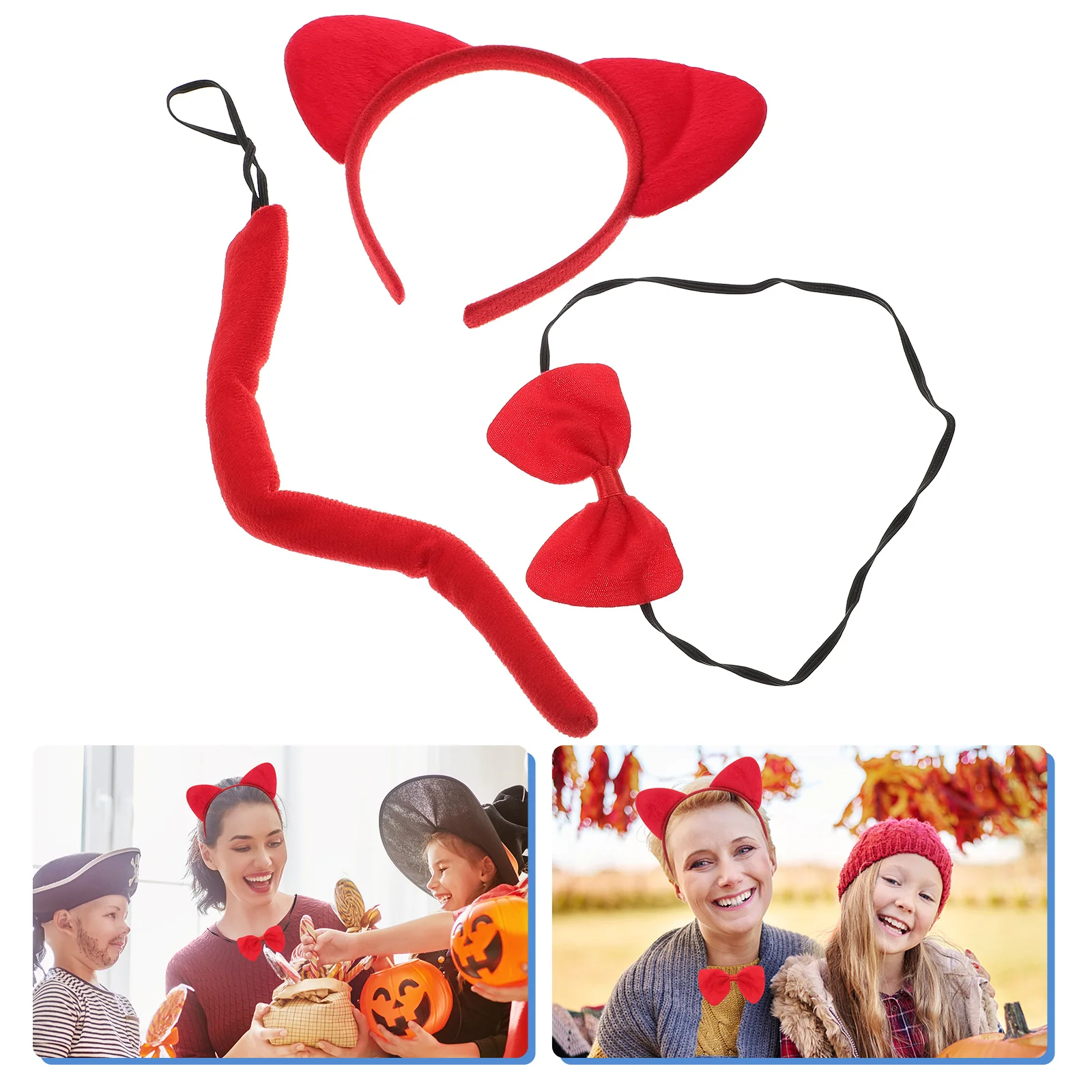 

3pcs Fox Costume Accessories for Kids Adults Halloween Cosplay Ears Bow Tie Tail Stylish Design Festive Prop Decor Costumes