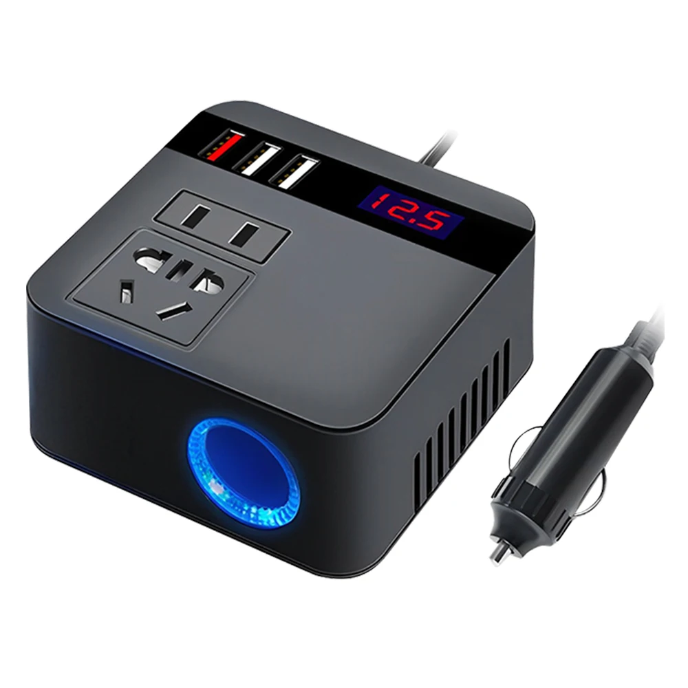 

Car Inverter 150W Peak DC12V/24V to 110V/220V LED Display Sockets Power Inverter Adaptor Fast Charging