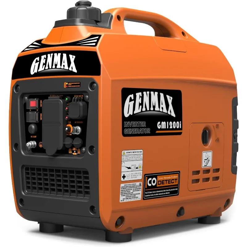 GENMAX Portable Generator，1200W Ultra-Quiet Gas Engine, EPA Compliant, Eco-Mode Feature, Ultra Lightweight