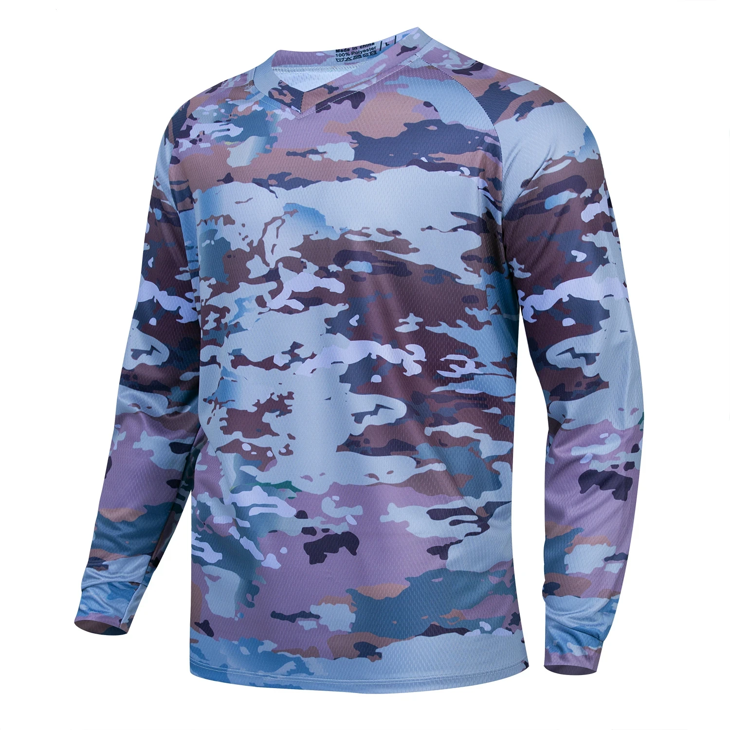 New Camouflage Cycling Jersey Long Sleeve Motorcycle T-shirt Quick Drying Breathable Outdoor Motorcycling Cycling Mountain Bicyc