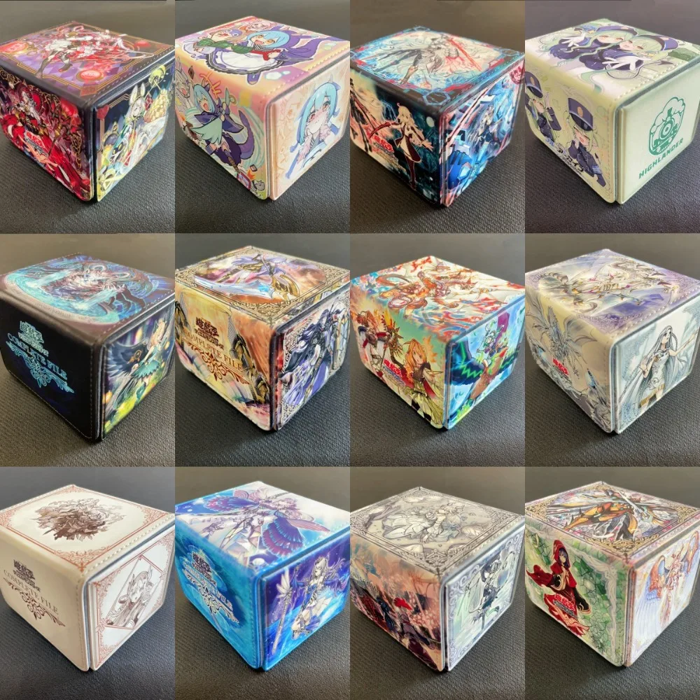 Yu-Gi-Oh！Tearlands Scheiren Magnetic Flip PU Card Box Labrynth of The Silver Castle/Traptrix Dionaea Game Card Storage Box Toys