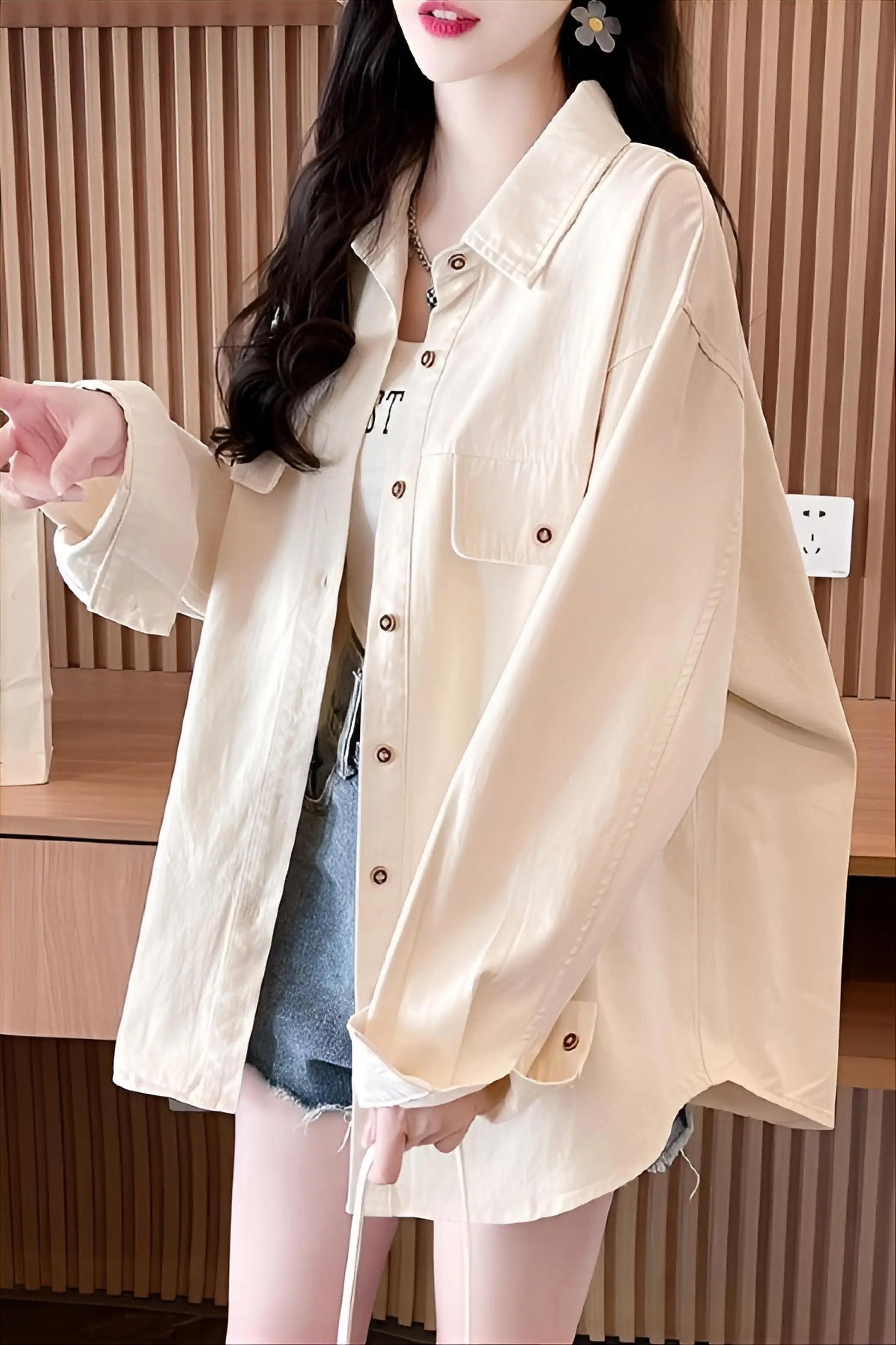 

Denim Coat Women Womens Winter Quilted Plush Button-Embellished Hooded Sherpa Cropped Functional Four-Pocket Turtleneck Y2K