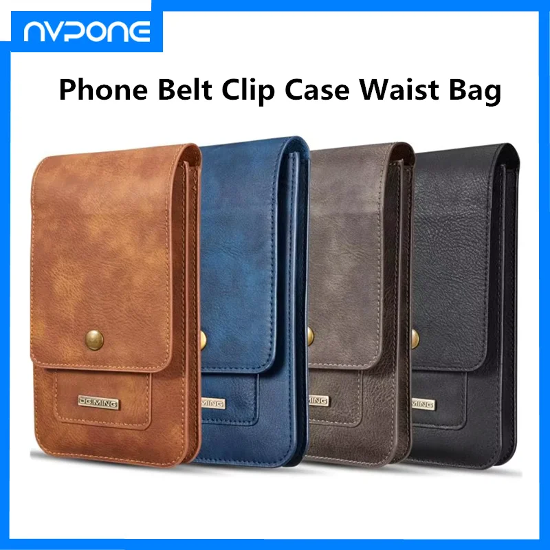 Universal Retro Leather Men Wallet Mobiel Phone Belt Clip Case Waist Bag For iPhone Samsung Xiaomi Huawei Hanging Holster Pouch