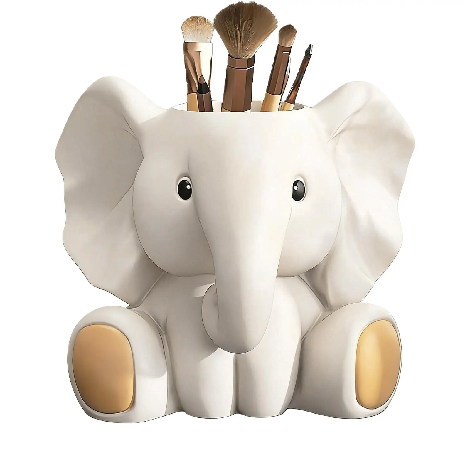 Elephant-Shaped Pen Holder Resin Cute Elephant Storage Pen Organizer Pencil Holder Desk Decor Ornament For Makeup Brush