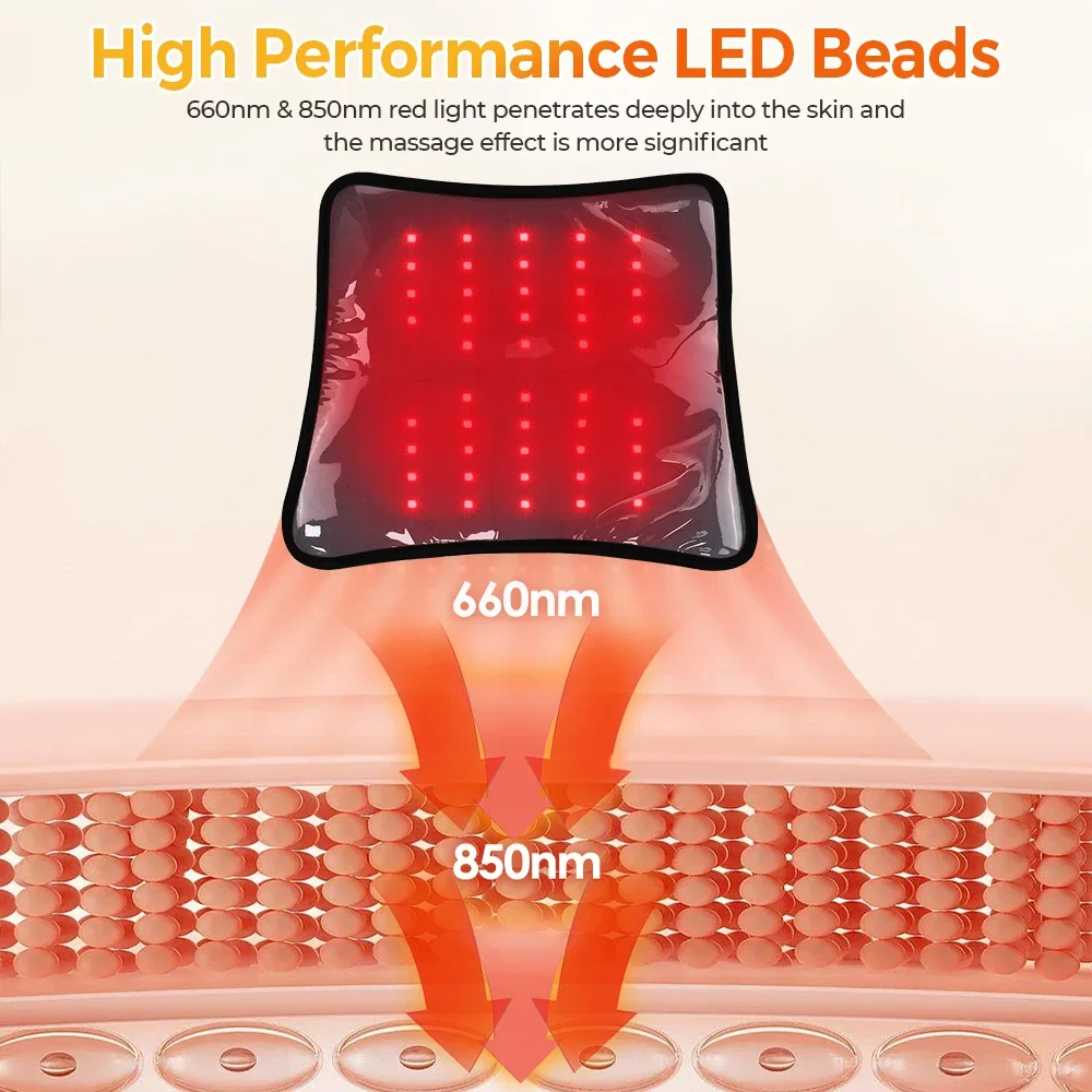 Cordless Vibration Knee Massager 660nm 850nm Infrared Light LED Pad Electric Back Shoulder Strap Muscle Relax Waist Brace Belt