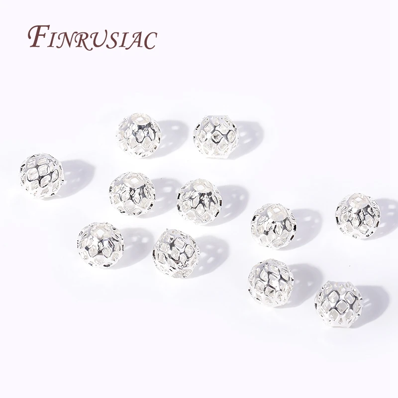 4/5/6/8MM Messing Runde Hohl Spacer Perlen 18K Gold Überzogene Separator Perlen armband Perlen Hohe Qualität DIY Schmuck Zubehör – Detail 11