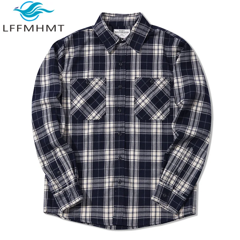 Winter Fashion Men's Thick Plaided Shirt Good Quality Long Sleeve Heavyweight Dense Loose Casual Coats Japan Style Classic Tops