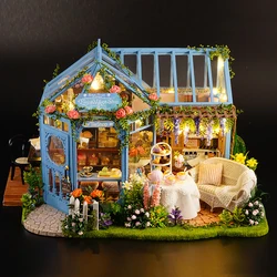 Wooden Dollhouse Kit Handmade Building Model 3D Puzzle Assembly Toy Miniature Doll House With Furniture Lighting Birthday Gifts