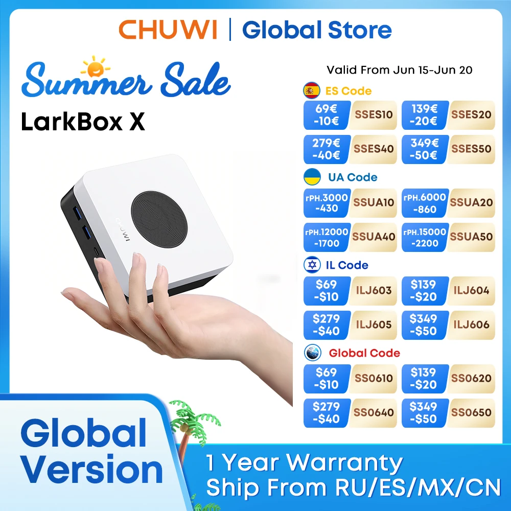 

CHUWI LarkBox X Gaming Mini PC Intel 12th Alder Lake N100 12GB LPDDR5 512GB SSD 15W Windows 11 WiFi 6 Bluetooth 5.2 MINI PC