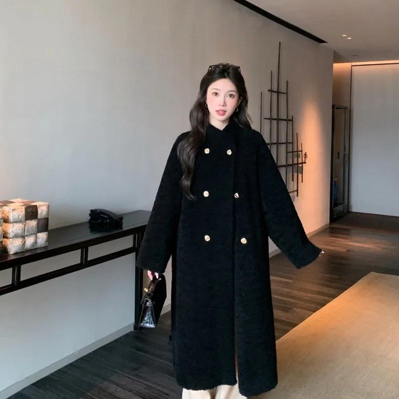 Fashionable Sheep Shearing Integrated Imitation fur Long fur Coat for Women's 2025 Autumn and Winter New Loose Lamb fur Coat WLF