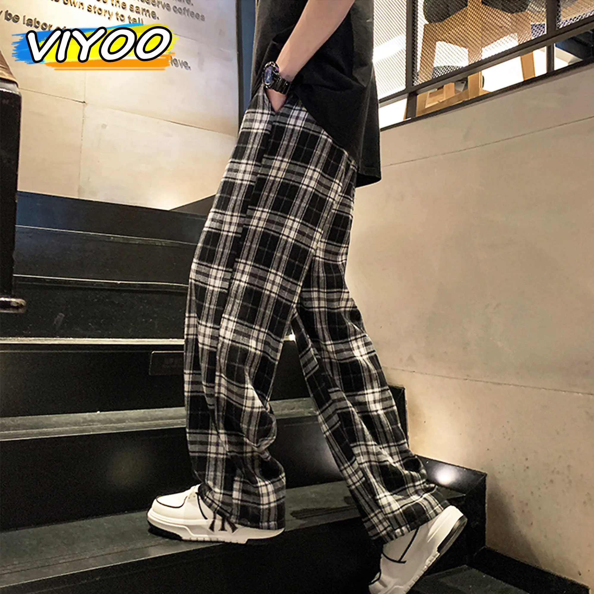 

Men's Y2K Vintage Plaid Pants Trousers Casual Pants Sweatpants Harajuku Bagyy Pants Korean Autumn Clotes Man Women