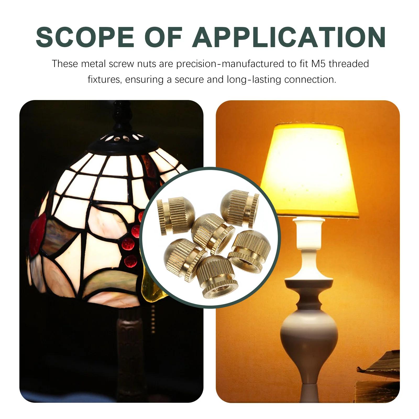 

6Pcs Copper Ceiling Lamp Screw Caps M5 Metal Light Fixture Nuts Pendant Lamp Supplies Durable Elegant Cap Nuts