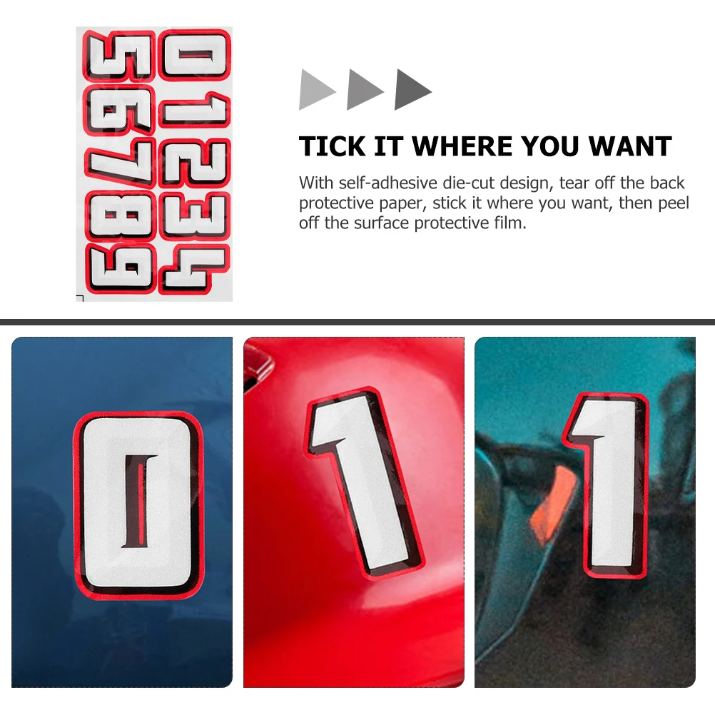 2 Sets Number Stickers Self Adhesive Reflective Film Durable Helmets Softball Football Baseball Suitable Daily Training