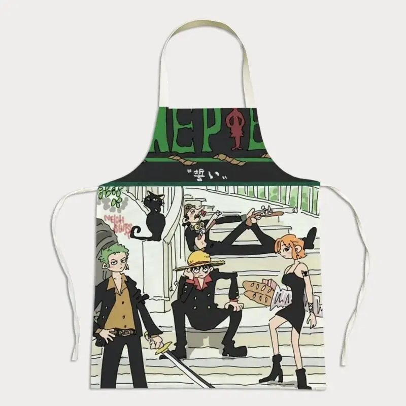 Bandai One Piece Monkey D Luffy Cartoon Anime Print Apron Stain Resistant Waterproof Kitchen Cleaning Cooking for Boy Girl Kids