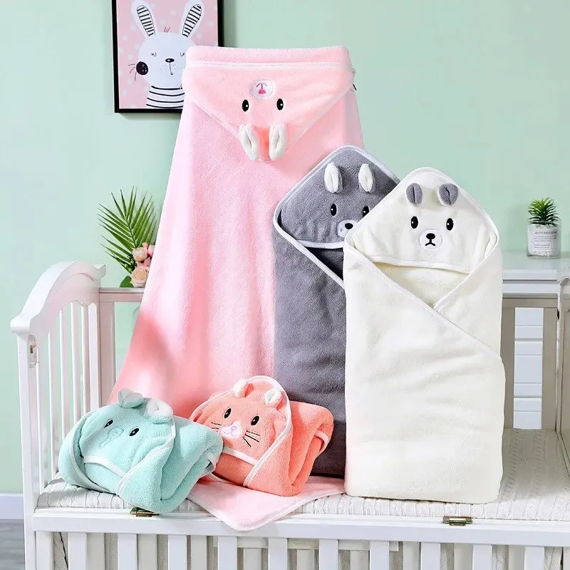 Asciugamano da bagno per bambini Morbido e caldo per dormire Swaddle Wrap per ragazza Ragazzo Coral Fleece Coperta per neonato Accappatoio con cappuccio per bambini