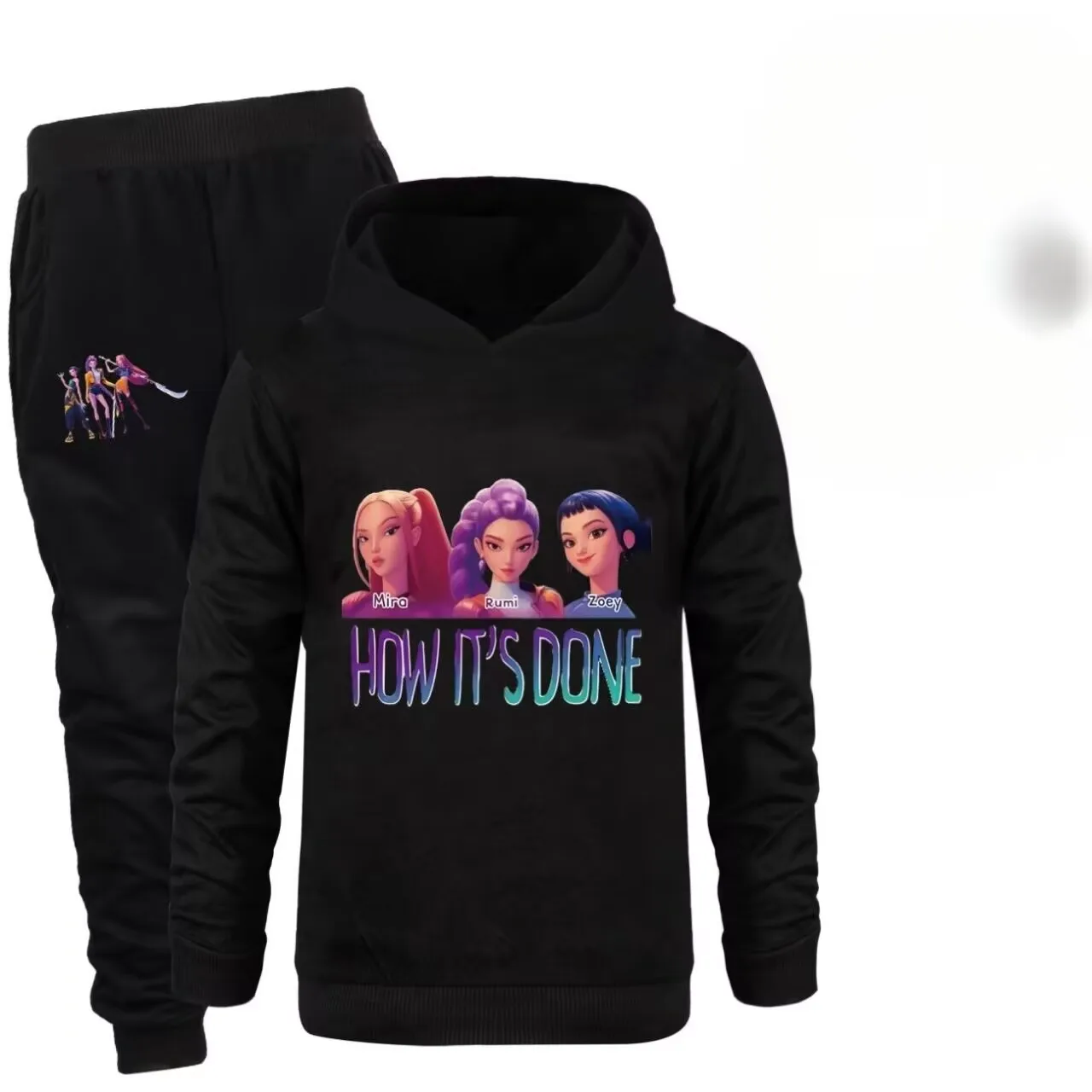 

2pcs Kpop Demon Hunters Sweatshirt Pants Suit for Children Anime Fashion Long Sleeves Pants Set Girls Autumn Sweet Clothes Gifts