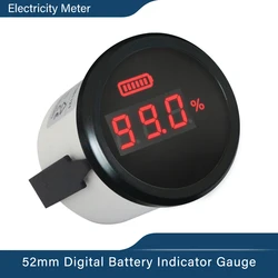 52Mm Universeel 0 ~ 100% Batterij Capaciteit Meter Digitale Batterij Laadniveau Indicator Led Display Met Rode Achtergrondverlichting Voor Autoboot