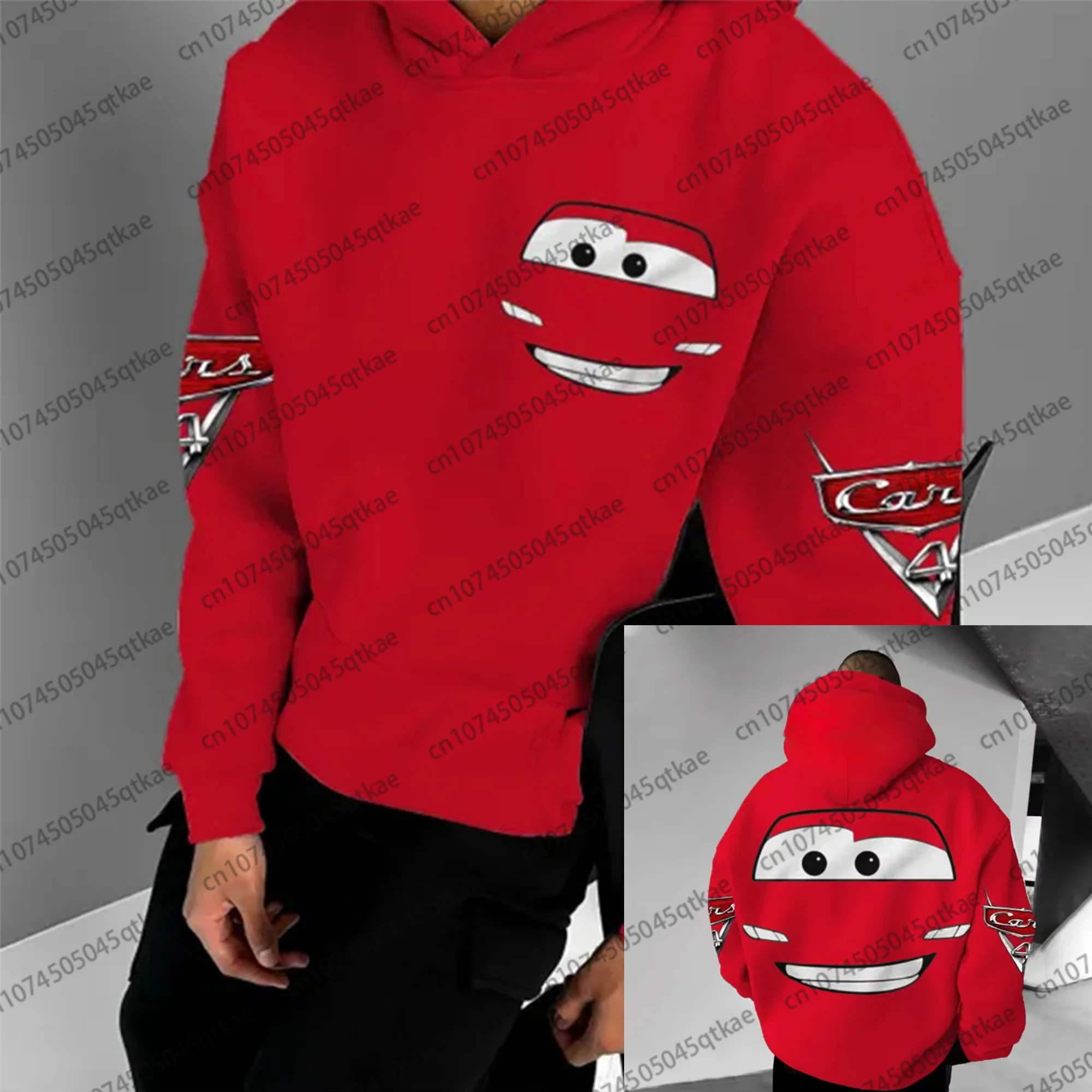 Lightning Mcqueen 95 Hooded Pullover For Men Women Winter Oversize Casual Long Sleeved Red Sweatshirt Loose Cotton Hooded Street