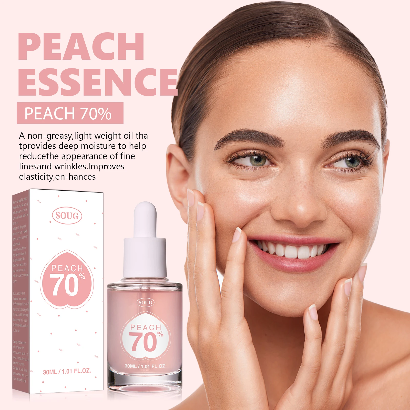 Peach 70% Niacinamide Serum Moisturizing Prevent Dryness Facial Essential Oil Increasing Elasticity Smooth Soften Skin Care 30ml
