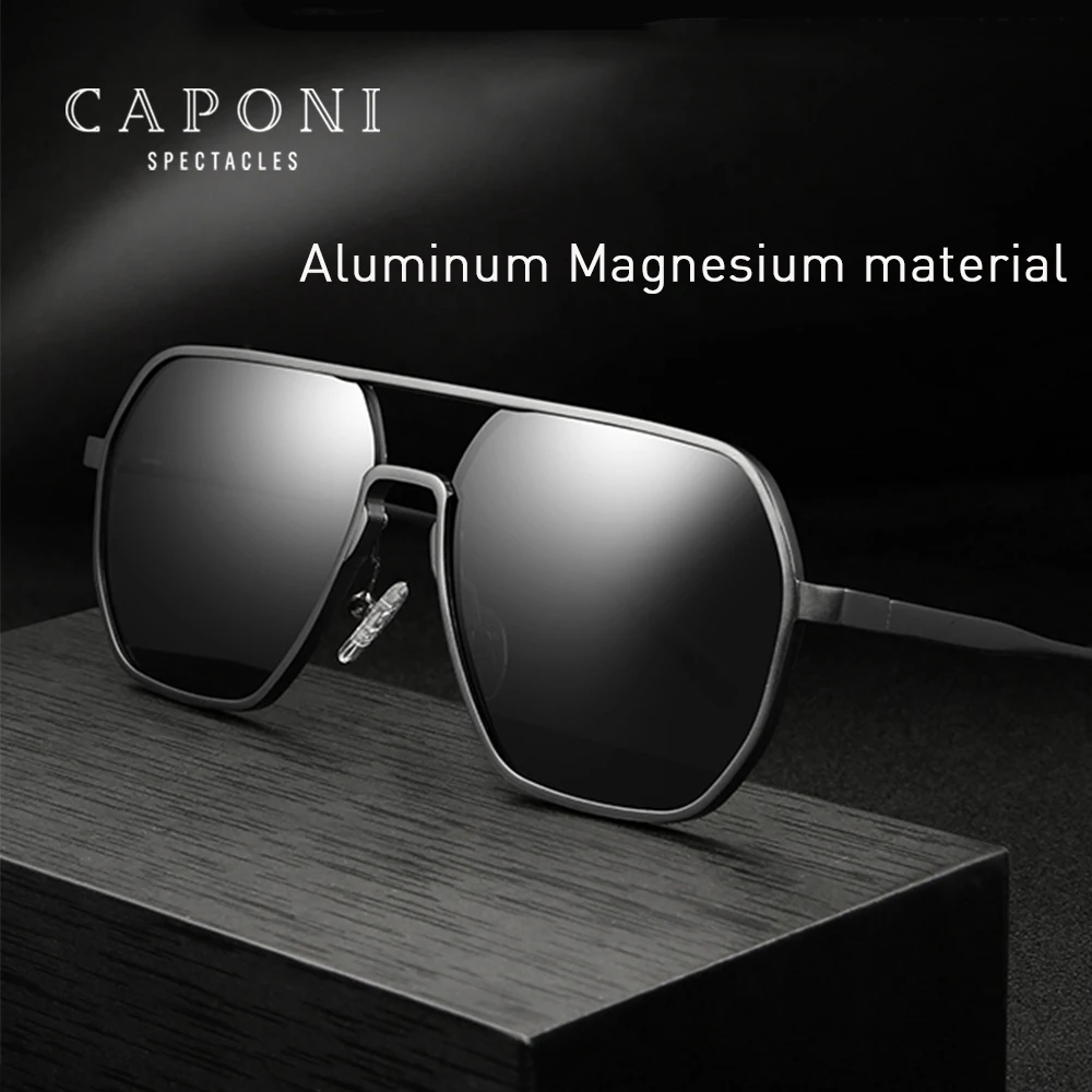 

CAPONI поляризационные мужские солнцезащитные очки в стиле ретро, фотохромные уличные солнцезащитные очки для вождения, защита глаз, модные очки с защитой от УФ-лучей BS8692