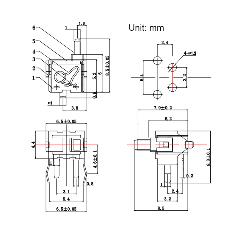 New 10Pcs -W4-05 4Pins Micro Limit Switch Bracket Game Accessories Reset Detection Button Four Feet -W-07F