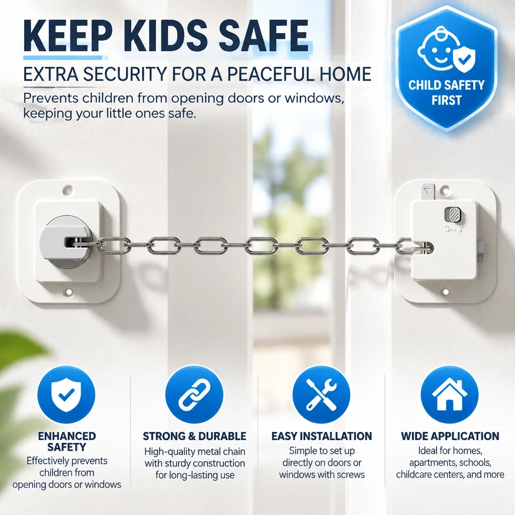 2/4SET Child Proof Door Lock, Adjustable Latch, Cat Door Latch, 3M Adhesive, For Baby, Dementia & Pets, No Tools Needed