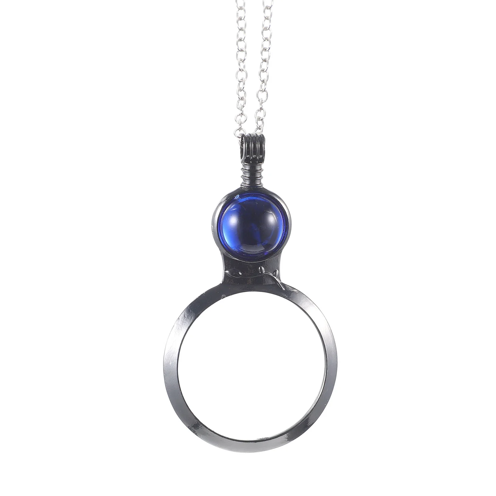 Reading Magnifying Lens Necklace Glass Pendant Necklaces Magnifier Bag Charms for Handbags Alloy