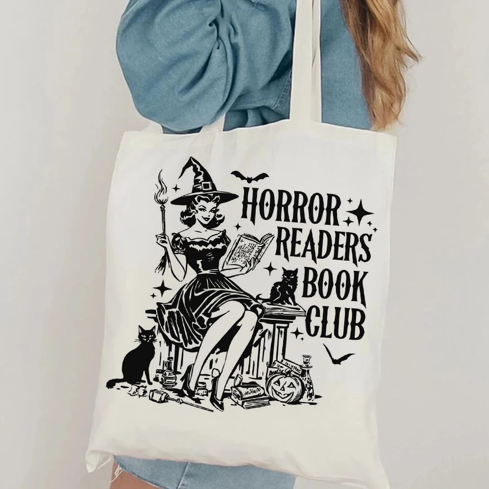 

Horror Readers Book Club Large Capacity Canvas Handbag Makeup Bag for Women Girl Lady Set Personalized Christmas Gift Bag