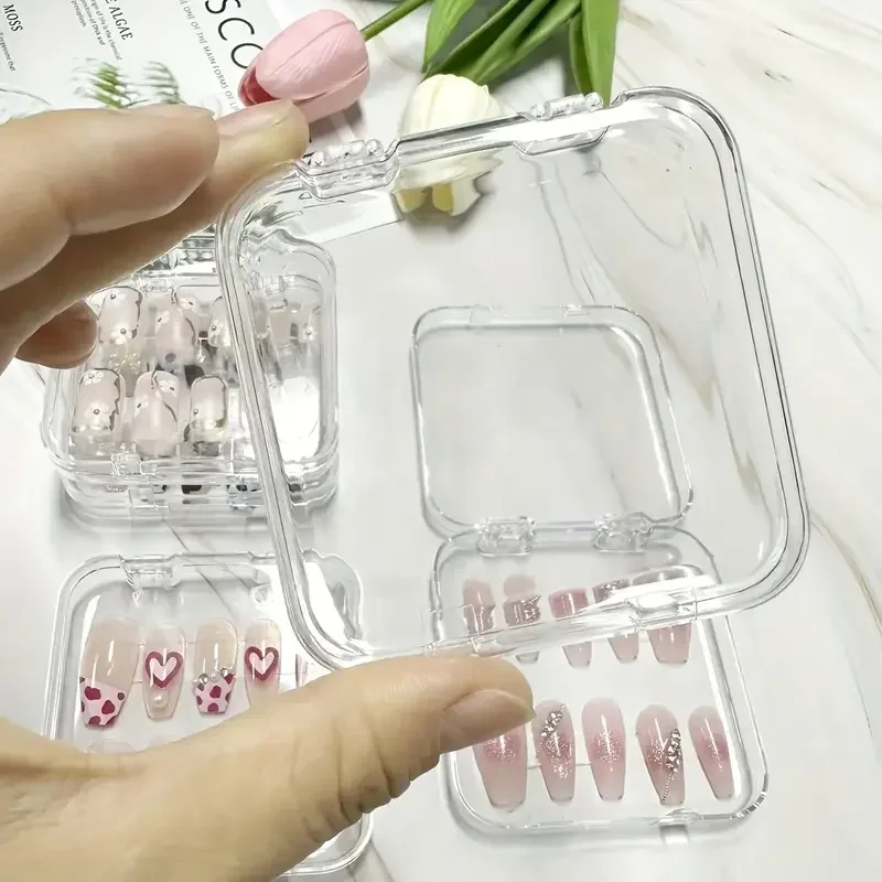 Press-On Prego Caixa De Armazenamento, Unhas Postiças Display, Titular Acrílico Prego, Acessórios para Nail Salon, 10PCs