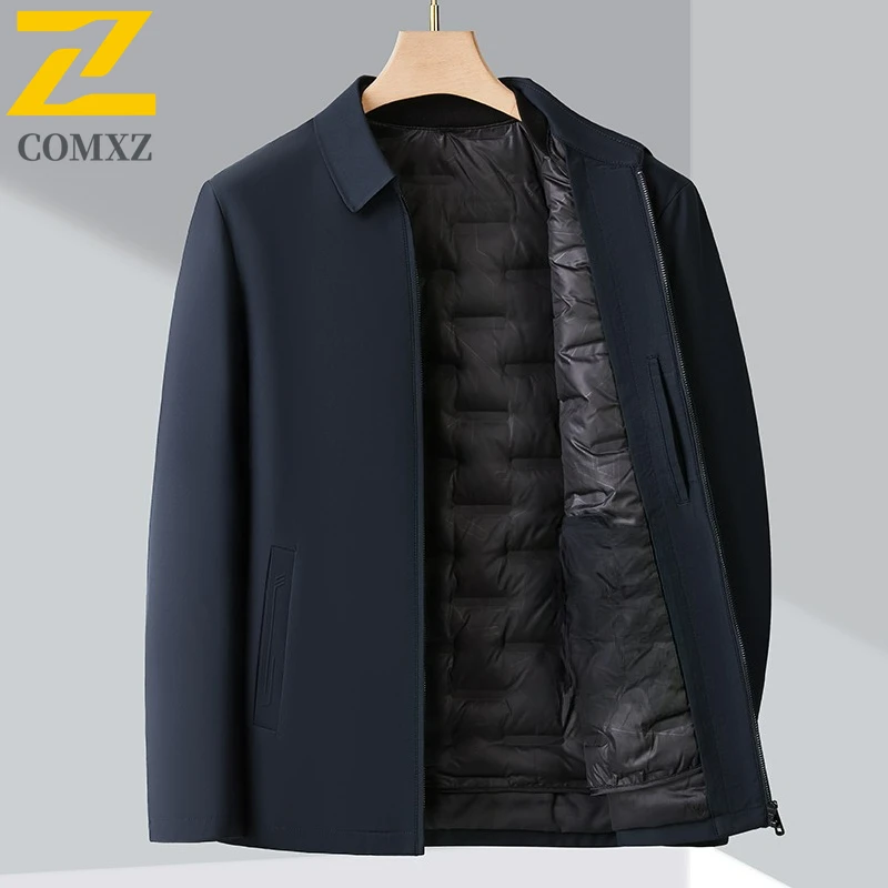 COMXZ Mens Down Jacket New Fashion Classics Detachable Inner Thickened Warm Coat Premium Comfort Cold Proof Winter Jackets