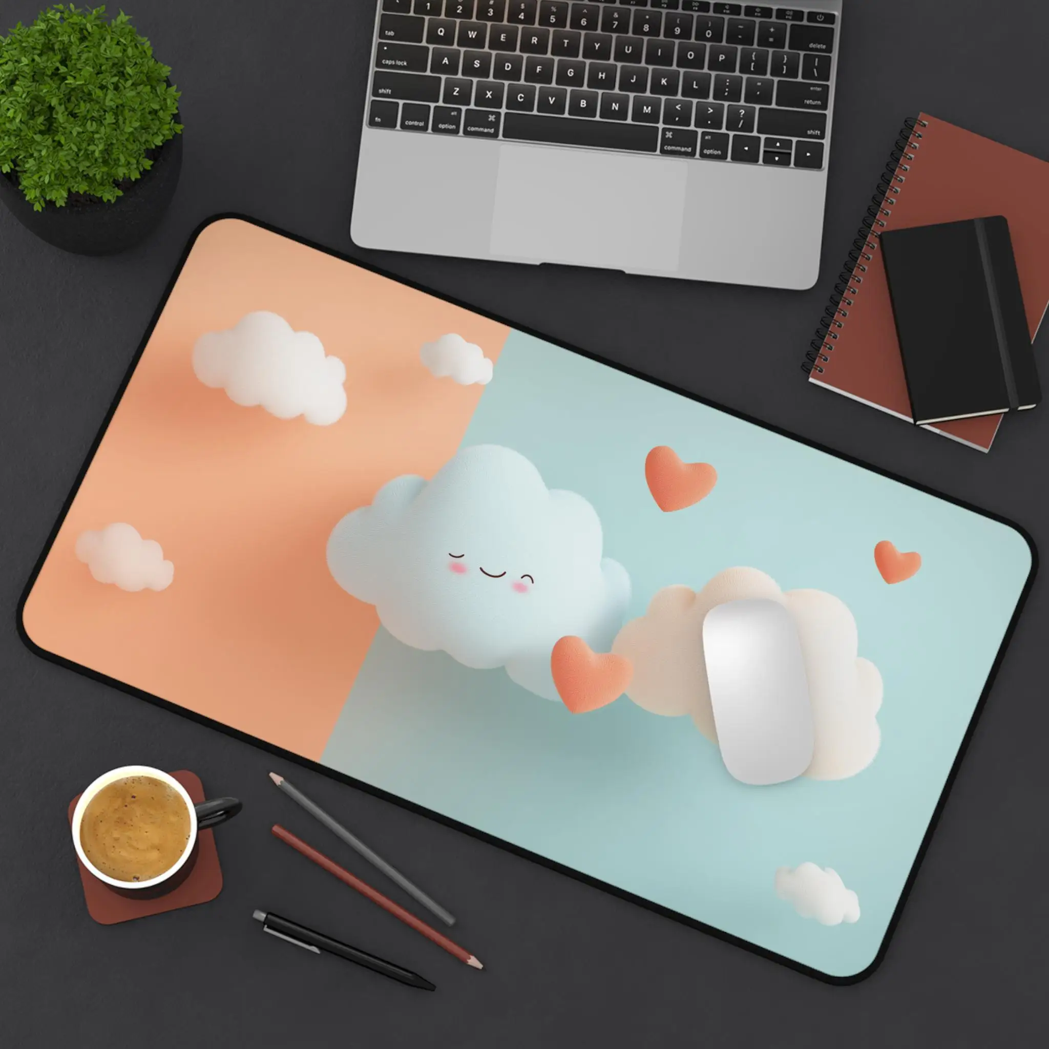 Cute Pastel Cloud Desk Mat, Super Cute Cloud Mouse Pads XL, Beautiful Pastel Desktop Decoration, Adorable Vaporwave Mouse Pad