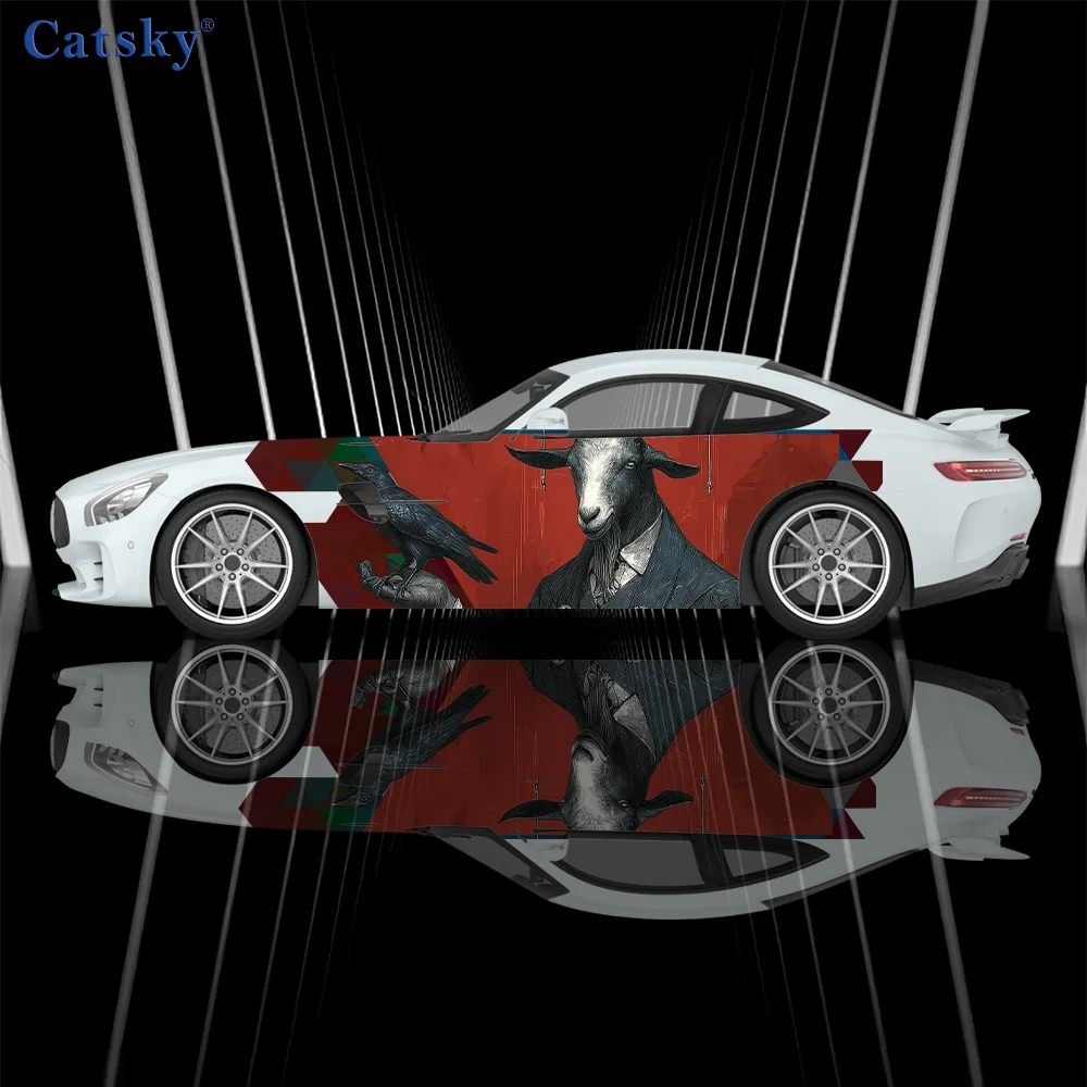 

Виниловые наклейки с овечьей головой, человек, черная ворона, автомобильные виниловые наклейки, самоклеящаяся наклейка из ПВХ, подходит для грузовиков, внедорожников, украшения, автоаксессуары