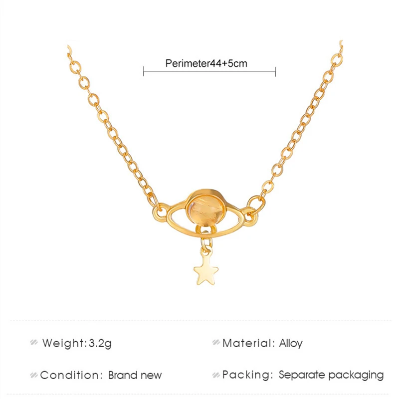 2025 New Cosmic Planet Necklace Starry Night Sky Pendant Jewelry for Women Kids Birthday Gift