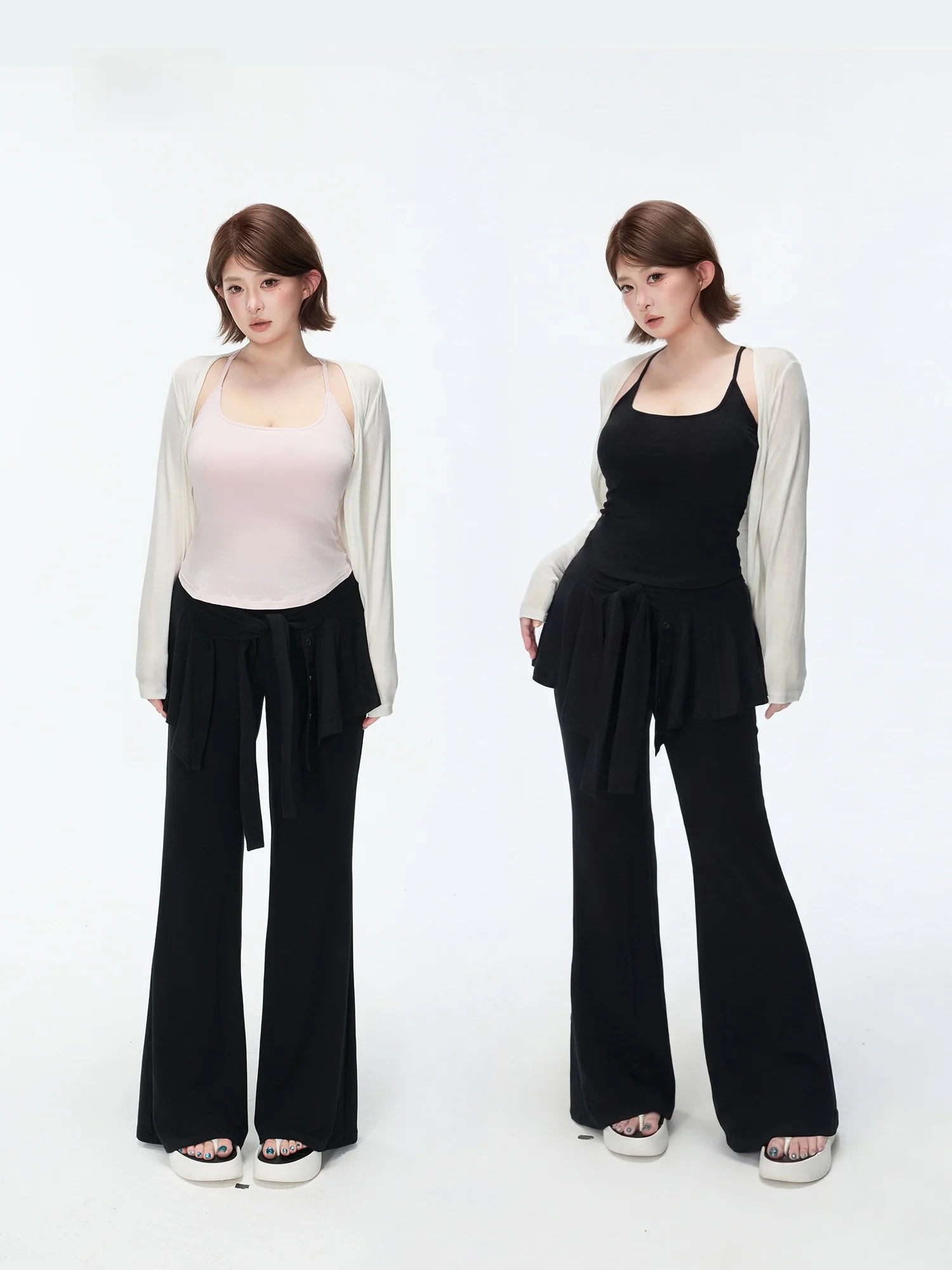 

Летний женский вязаный топ с длинным рукавом и круглым вырезом Summer Lulu White, с регулируемыми бретелями и вставками для бюстгальтера "Yellow Peach Strap"