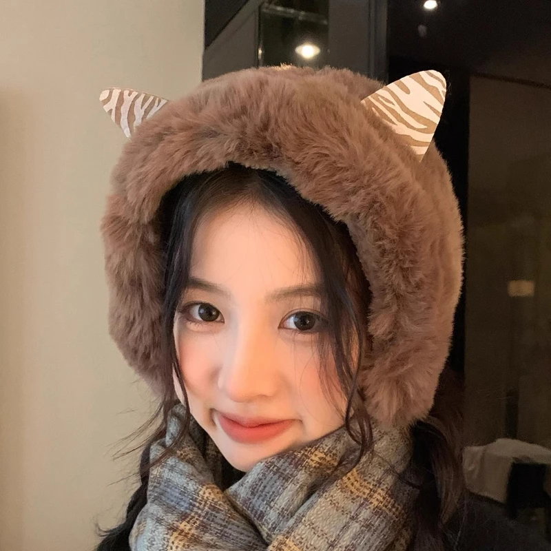 

Korean Style Women Winter Warm Cat Ear Earmuff Soft Plush Ear Warmer Cute Bear Adults Girls Furry Plush Ear Muffs Ear Cover